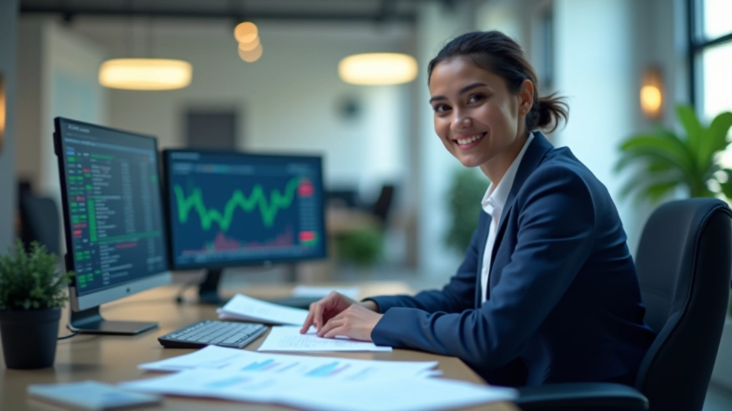 Financial analyst reviewing annual reports and market data