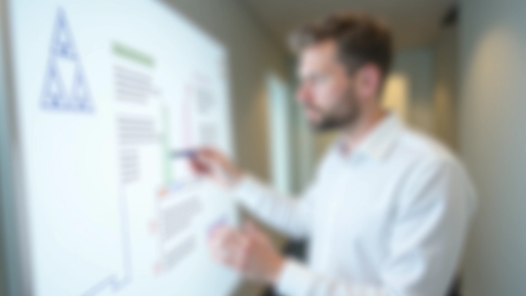 Investor creating personal analysis checklist on whiteboard with categories and evaluation criteria