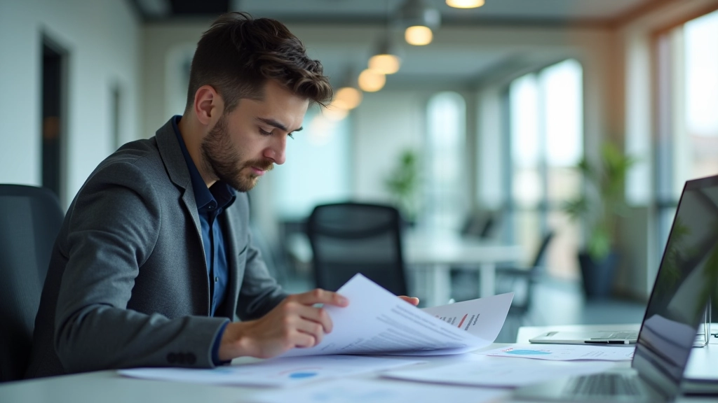 Trader reviewing documented stock analysis notes with charts and evaluation records